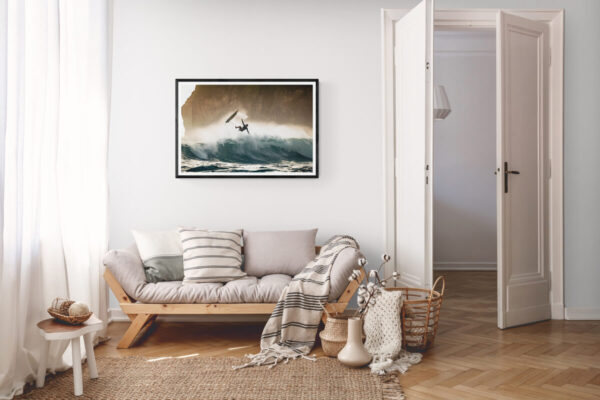 Beautiful Surf photography fine art frame in a peaceful leaving room