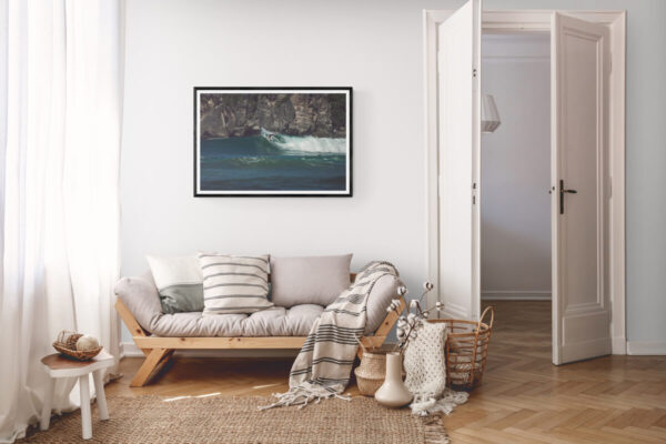 Beautiful Sumbawa Surf photography fine art frame in a peaceful leaving room