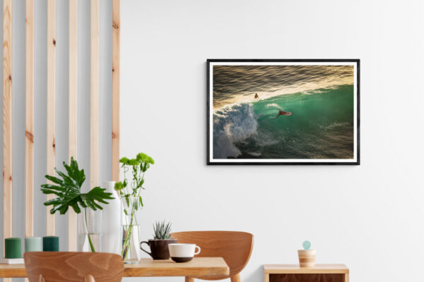 Beautiful Bali Surf photography fine art frame in a dining room
