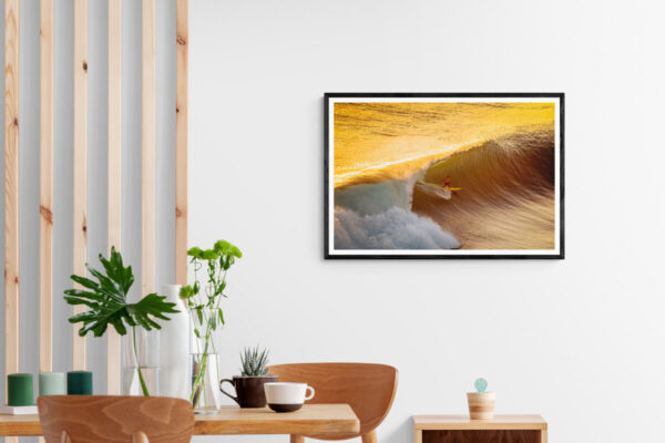 Beautiful Bali Surf photography fine art frame in a dining room