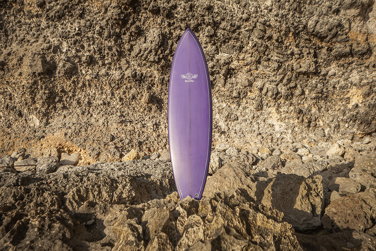 Beautiful Jim Banks purple Surfboard by Markush Photography in Bali